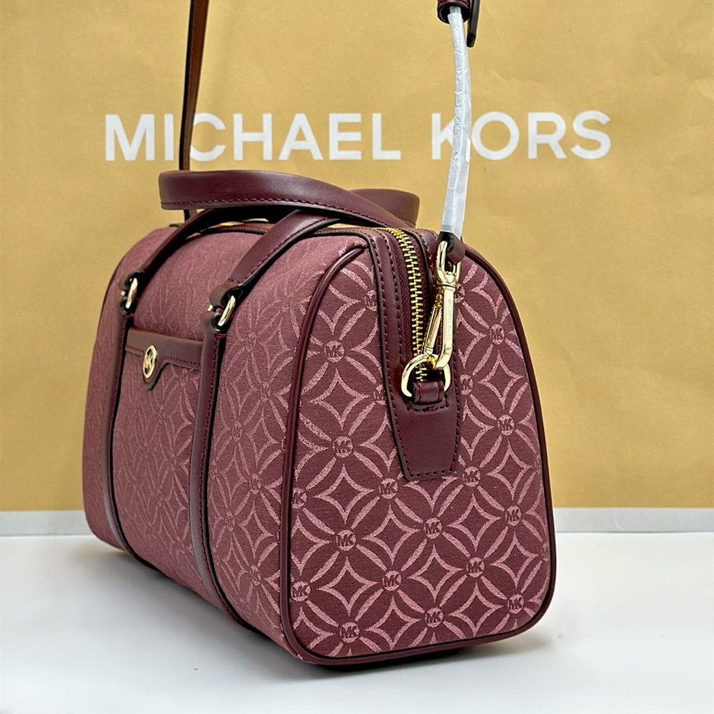 MICHAEL KORS JST TRAVEL MEDIUM DUFFLE SATCHEL SHOULDER CROSSBODY BAG MK OXBLOOD - Picture 6 of 16